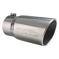 Diamond Eye Exhaust Tip - 409 SS Round Non-Rolled Edge Angle Cut Bolt-On Polished Exhaust Tip (5