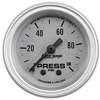 AutoMeter Auto Gage Series - Silver - Oil Pressure Gauge (2-1/16 Mechanical 0-100 PSI) - 2334