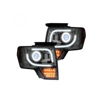 Recon Ford F150 & Raptor 13-14 Projector Headlights LED Turn Signals Clear/Chrome