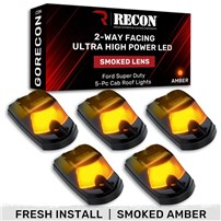 Recon Ford Super Duty 17-24 F250/350/450/550  5 Piece Cab Roof Light Set 2-Way Front & Rear Facing Ultra High-Power LEDs Light Color Amber, Lens Style Smoked