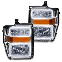 Oracle Lighting 2008-2010 Ford F-250/F-350 Superduty Pre-Assembled Halo Headlights - Chrome Housing - White