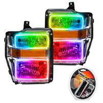 Oracle Lighting 2008-2010 Ford F-250/F-350 Superduty Pre-Assembled Halo Headlights - Chrome Housing - Colorshift - W/Rf Controller