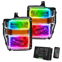 Oracle Lighting 2008-2010 Ford F-250/F-350 Superduty Pre-Assembled Halo Headlights - Chrome Housing - Colorshift - W/2.0 Controller