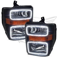 Oracle Lighting 2008-2010 Ford F-250/F-350 Superduty Pre-Assembled Halo Headlights - Black - White