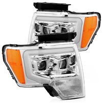 AlphaRex Luxx-Series Led Projector Headlights Plank Style Design Chrome - 2009-2014 Ford F-150