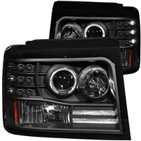 Anzo Black Projector Halo Headlights w/Side & Parking Lights - 1994-1997 Ford F-250/F-350