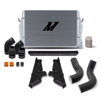 Mishimoto Intercooler w/Pipe & Boot Kit - 19-24 Ram 6.7L Cummins, Silver Cooler, Black Pipes