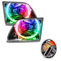 Oracle Lighting 1997-2003 Ford F-150/F-250 Superduty Pre-Assembled Halo Headlights - Chrome Housing - Colorshift - W/Rf Controller