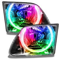 Oracle Lighting 1997-2003 Ford F-150/F-250 Superduty Pre-Assembled Halo Headlights - Chrome Housing - Colorshift - W/No Controller